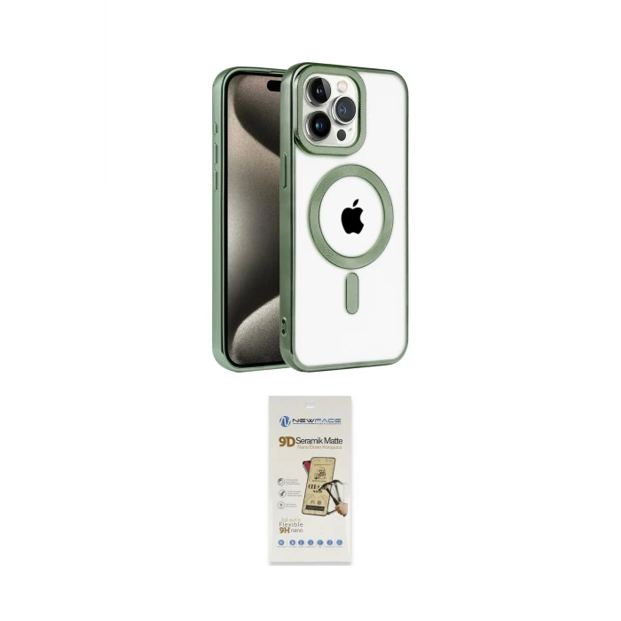 ieg™ iPhone 14 Pro Max Kılıf Eksen Form Koleksiyonu - Siyah Mat Seramik Nano Ekran Koruyucu