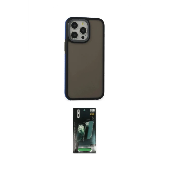 ieg™ iPhone 14 Pro Max Kılıf Eksen Işık - Şeffaf 360 Full Body Arka Koruyucu