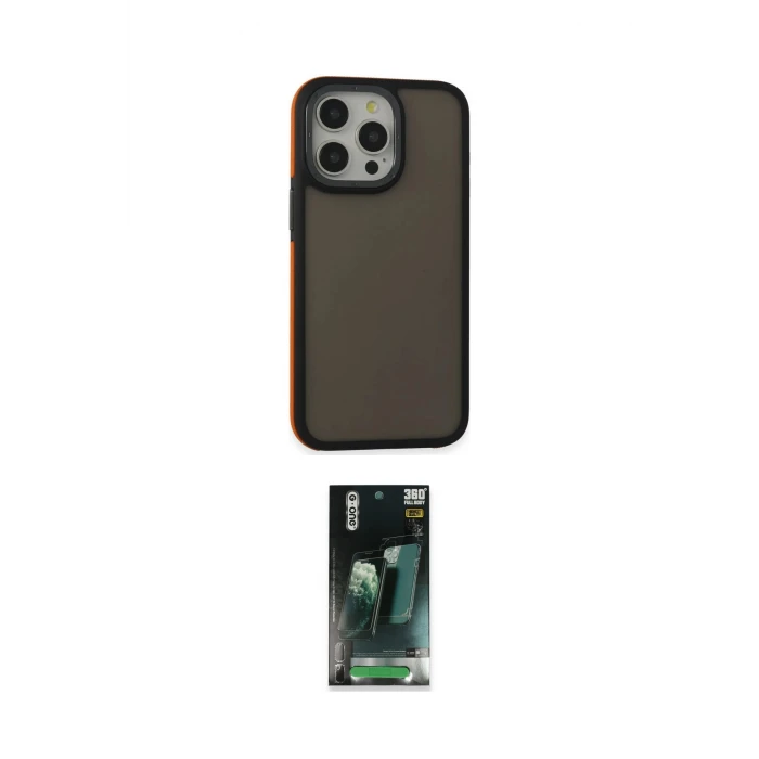 ieg™ iPhone 14 Pro Max Kılıf Eksen Işık - Şeffaf 360 Full Body Arka Koruyucu