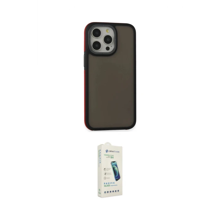 ieg™ iPhone 14 Pro Max Kılıf Eksen Işık - Şeffaf Pasifik Cam Ekran Koruyucu