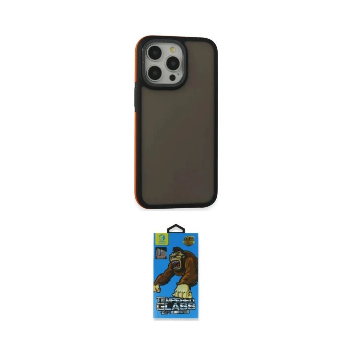 ieg™ iPhone 14 Pro Max Kılıf Eksen Işık - Siyah 18D Cam Ekran Koruyucu