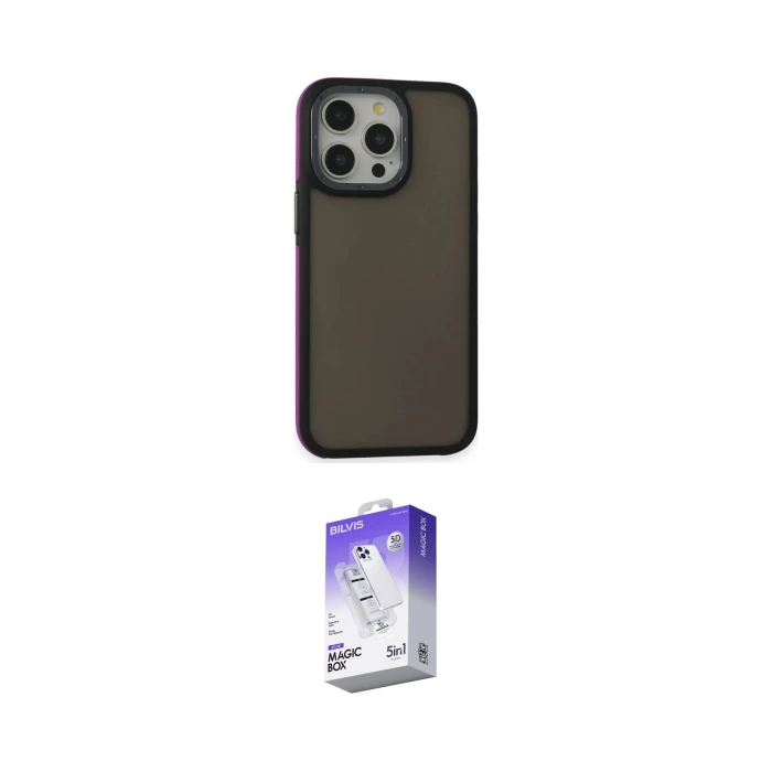 ieg™ iPhone 14 Pro Max Kılıf Eksen Işık - Siyah Bilvis 5in1 3D Magic Cam Ekran Koruyucu