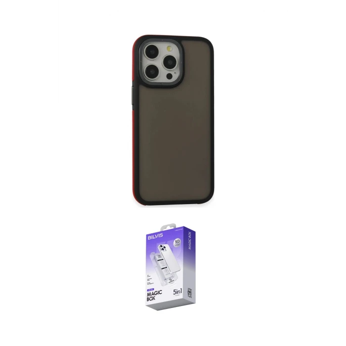 ieg™ iPhone 14 Pro Max Kılıf Eksen Işık - Siyah Bilvis 5in1 3D Magic Cam Ekran Koruyucu