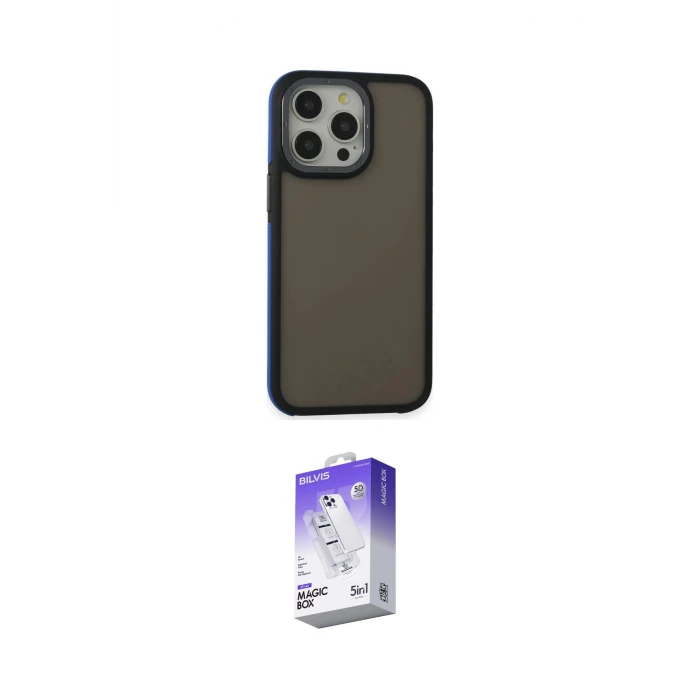 ieg™ iPhone 14 Pro Max Kılıf Eksen Işık - Siyah Bilvis 5in1 3D Magic Cam Ekran Koruyucu