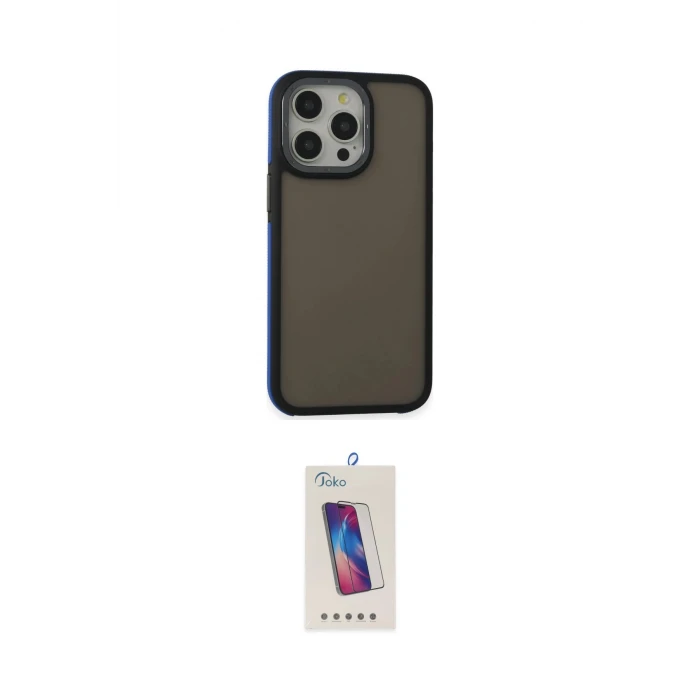 ieg™ iPhone 14 Pro Max Kılıf Eksen Işık - Siyah Joko 5D Cam