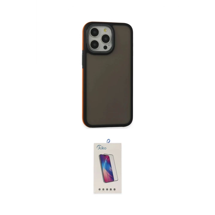 ieg™ iPhone 14 Pro Max Kılıf Eksen Işık - Siyah Joko 5D Cam