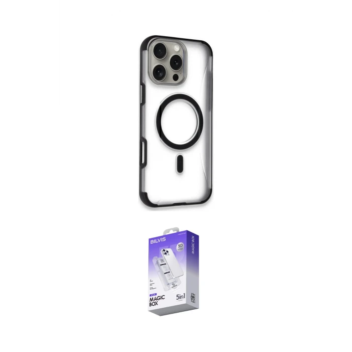 ieg™ iPhone 14 Pro Max Kılıf Eksen Klasik Koleksiyonu - Siyah Bilvis 5in1 3D Magic Cam Ekran Koruyucu