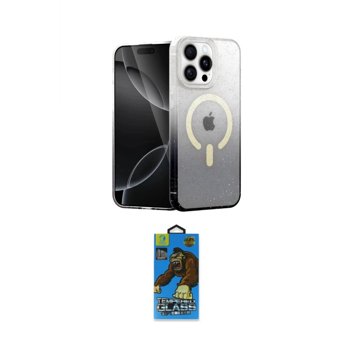 ieg™ iPhone 14 Pro Max Kılıf Eksen Minimal Özel Seri - Siyah 18D Cam Ekran Koruyucu