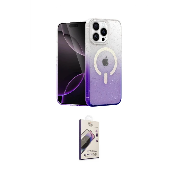 ieg™ iPhone 14 Pro Max Kılıf Eksen Minimal Özel Seri - Siyah Bilvis 3D Mat Cam Ekran Koruyucu