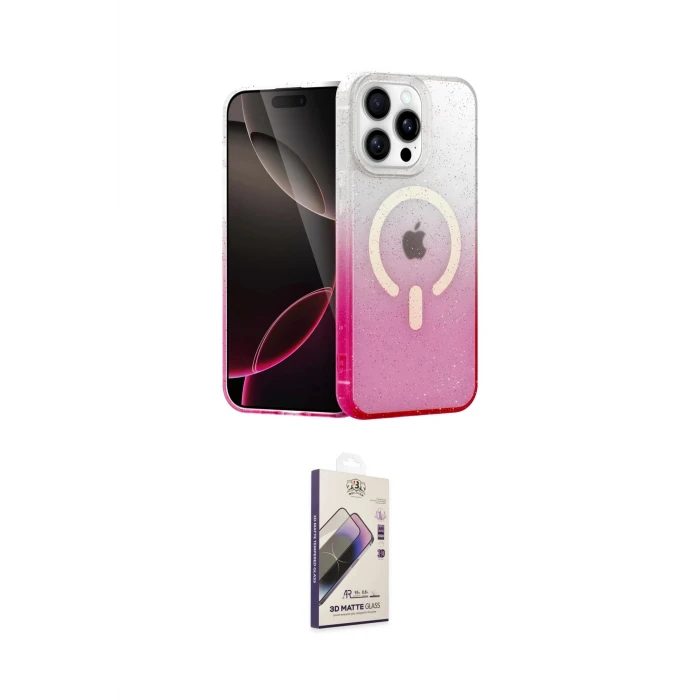 ieg™ iPhone 14 Pro Max Kılıf Eksen Minimal Özel Seri - Siyah Bilvis 3D Mat Cam Ekran Koruyucu