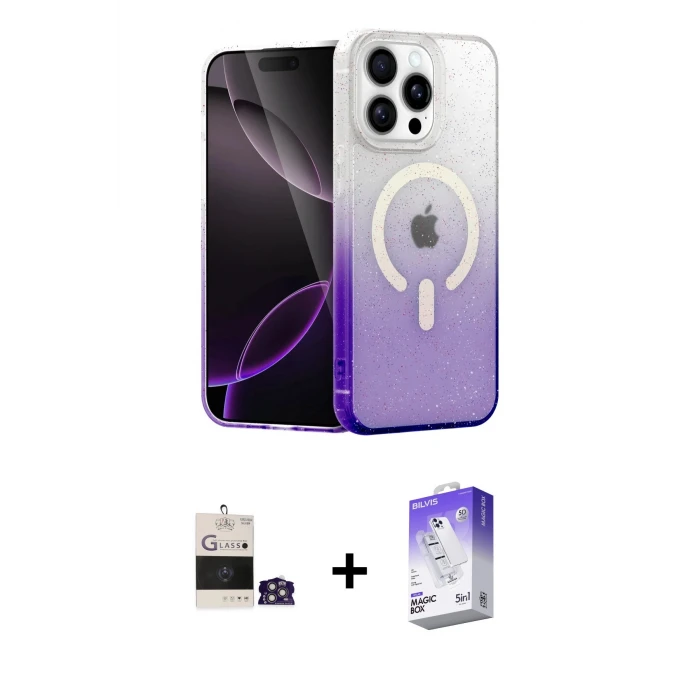 ieg™ iPhone 14 Pro Max Kılıf Eksen Minimal Özel Seri - Siyah Bilvis 5in1 3D Magic Cam Ekran Koruyucu + Bilvis Titan Kamera Lens - GS