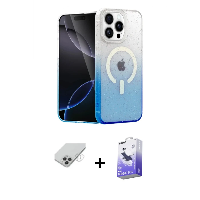 ieg™ iPhone 14 Pro Max Kılıf Eksen Minimal Özel Seri - Siyah Bilvis 5in1 5D Magic Hayalet Cam Ekran Koruyucu + Band Metal Kamera Lens - GS