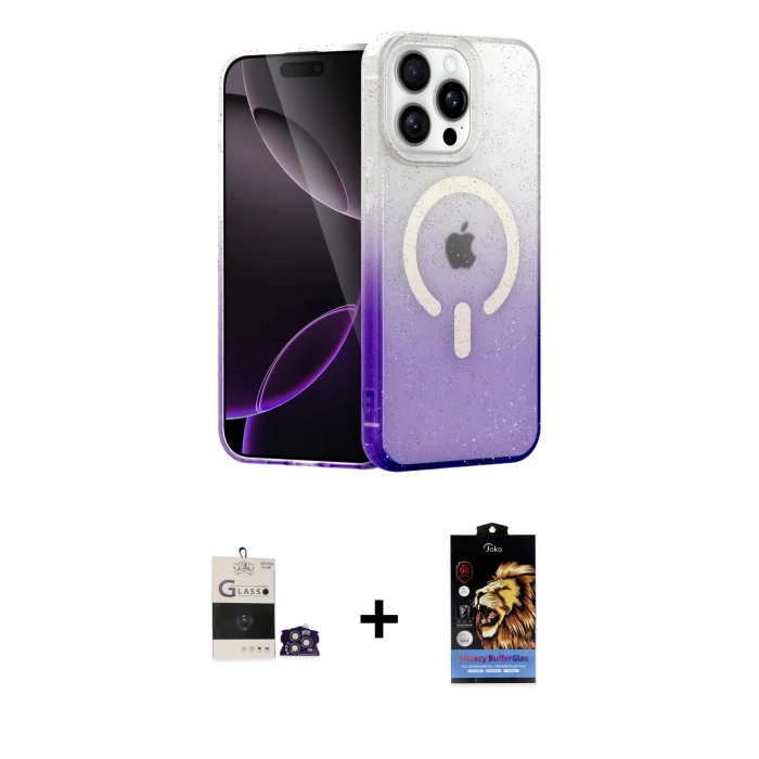 ieg™ iPhone 14 Pro Max Kılıf Eksen Minimal Özel Seri - Siyah Buffer Hayalet Cam Ekran Koruyucu + Bilvis Titan Kamera Lens - GS