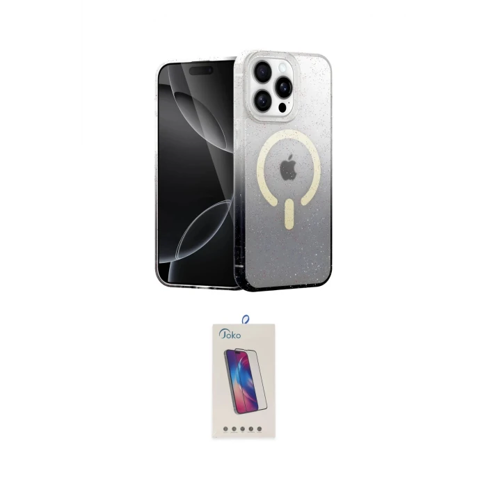 ieg™ iPhone 14 Pro Max Kılıf Eksen Minimal Özel Seri - Siyah Joko 5D Cam