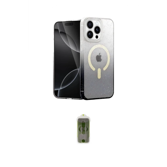 ieg™ iPhone 14 Pro Max Kılıf Eksen Minimal Özel Seri - Siyah Joko Magic 5D Hayalet Cam