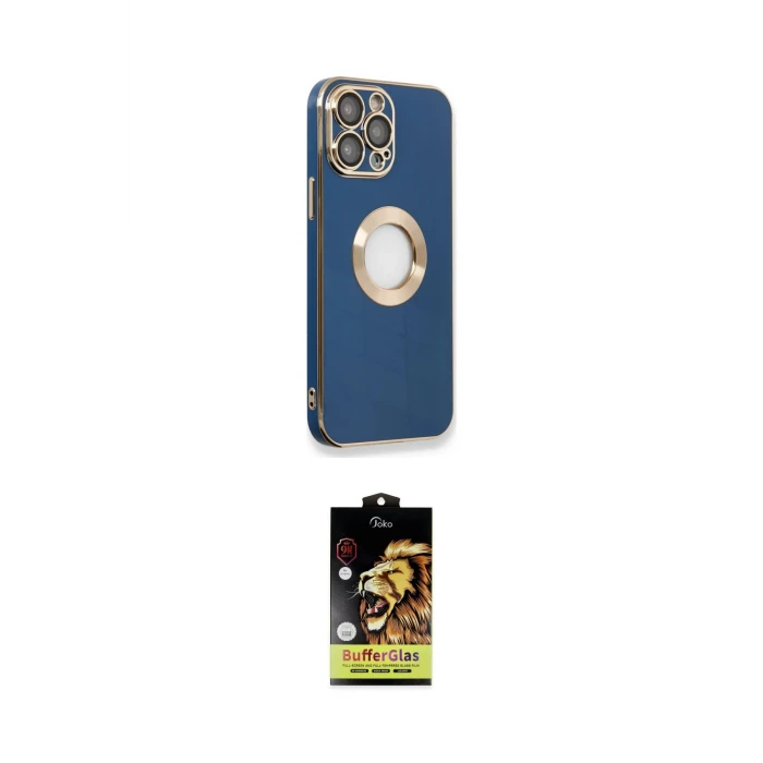 ieg™ iPhone 14 Pro Max Kılıf İz Form Serisi - Siyah Buffer Cam Ekran Koruyucu