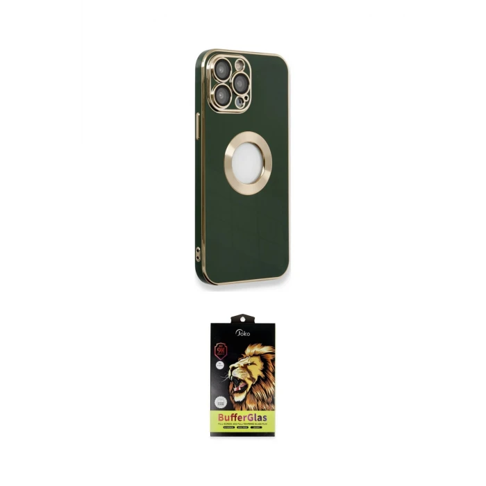 ieg™ iPhone 14 Pro Max Kılıf İz Form Serisi - Siyah Buffer Cam Ekran Koruyucu