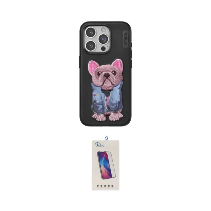 ieg™ iPhone 14 Pro Max Kılıf İz Minimal Koleksiyonu - Siyah Joko 5D Cam