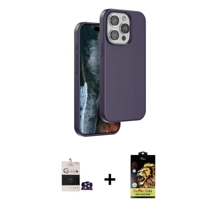 ieg™ iPhone 14 Pro Max Kılıf Kıvılcım Çizgi Serisi - Siyah Buffer Cam Ekran Koruyucu + Bilvis Titan Kamera Lens - GD