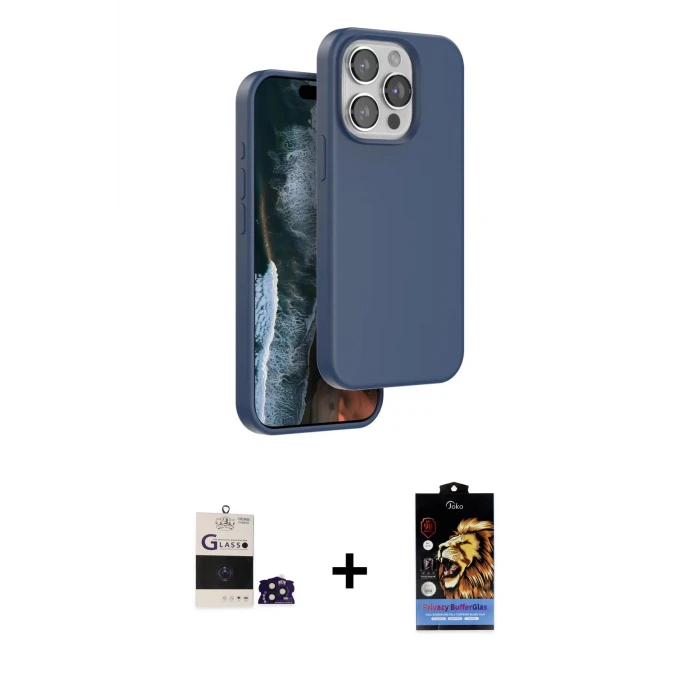 ieg™ iPhone 14 Pro Max Kılıf Kıvılcım Çizgi Serisi - Siyah Buffer Hayalet Cam Ekran Koruyucu + Bilvis Titan Kamera Lens - DNMR