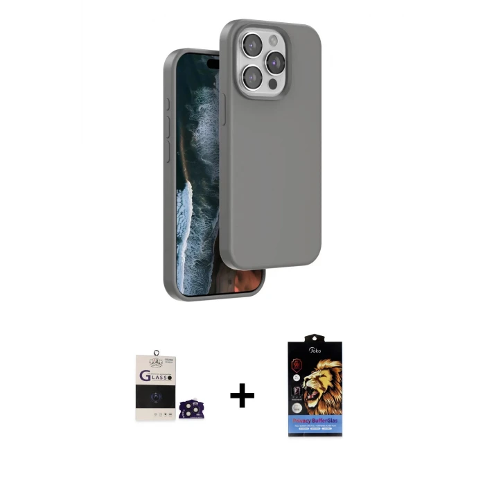 ieg™ iPhone 14 Pro Max Kılıf Kıvılcım Çizgi Serisi - Siyah Buffer Hayalet Cam Ekran Koruyucu + Bilvis Titan Kamera Lens - DNMR