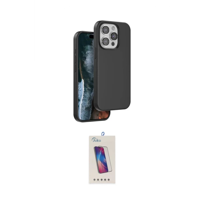 ieg™ iPhone 14 Pro Max Kılıf Kıvılcım Çizgi Serisi - Siyah Joko 5D Cam