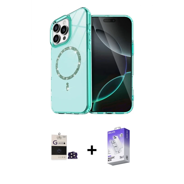ieg™ iPhone 14 Pro Max Kılıf Kıvılcım Form Prime - Siyah Bilvis 5in1 3D Magic Cam Ekran Koruyucu + Bilvis Titan Kamera Lens - DNMR