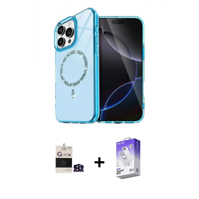 ieg™ iPhone 14 Pro Max Kılıf Kıvılcım Form Prime - Siyah Bilvis 5in1 3D Magic Cam Ekran Koruyucu + Bilvis Titan Kamera Lens - DNMR