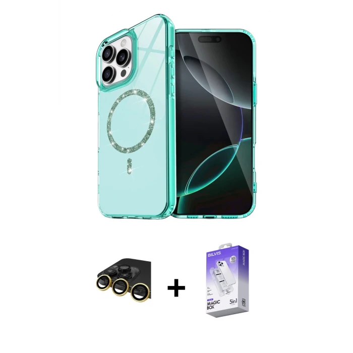 ieg™ iPhone 14 Pro Max Kılıf Kıvılcım Form Prime - Siyah Bilvis 5in1 3D Magic Cam Ekran Koruyucu + Raze Metal Kamera Lens - GD