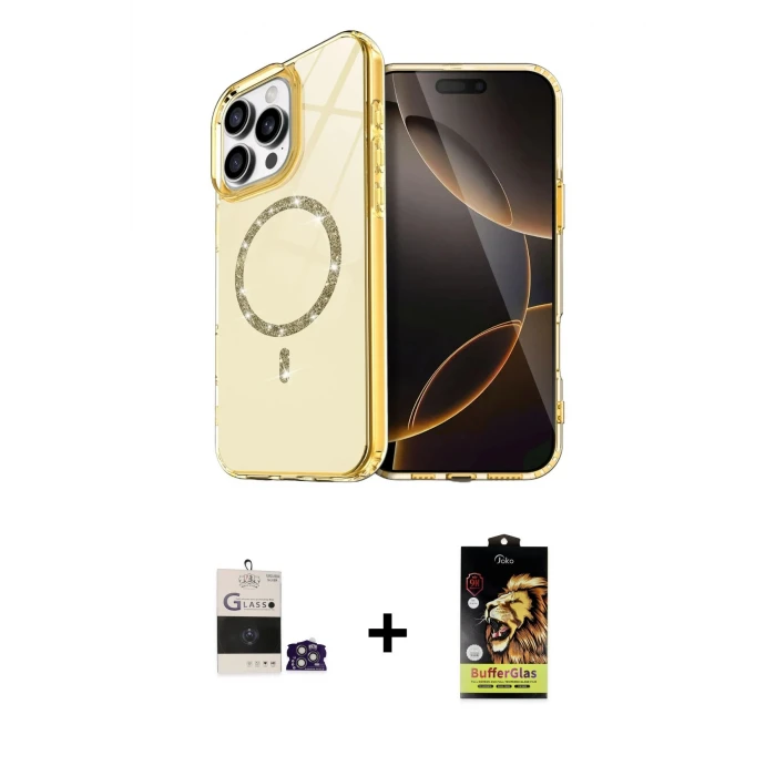 ieg™ iPhone 14 Pro Max Kılıf Kıvılcım Form Prime - Siyah Buffer Cam Ekran Koruyucu + Bilvis Titan Kamera Lens - GS