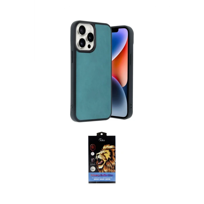 ieg™ iPhone 14 Pro Max Kılıf Kıvılcım Işık Serisi - Siyah Buffer Hayalet Cam Ekran Koruyucu