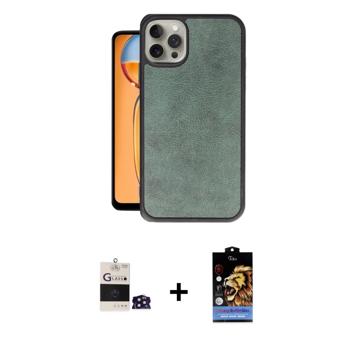ieg™ iPhone 14 Pro Max Kılıf Kıvılcım Işık Serisi - Siyah Buffer Hayalet Cam Ekran Koruyucu + Derin Mor Bilvis Titan Kamera Lens