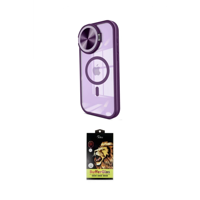 ieg™ iPhone 14 Pro Max Kılıf Kıvılcım Modern Koleksiyonu - Siyah Buffer Cam Ekran Koruyucu