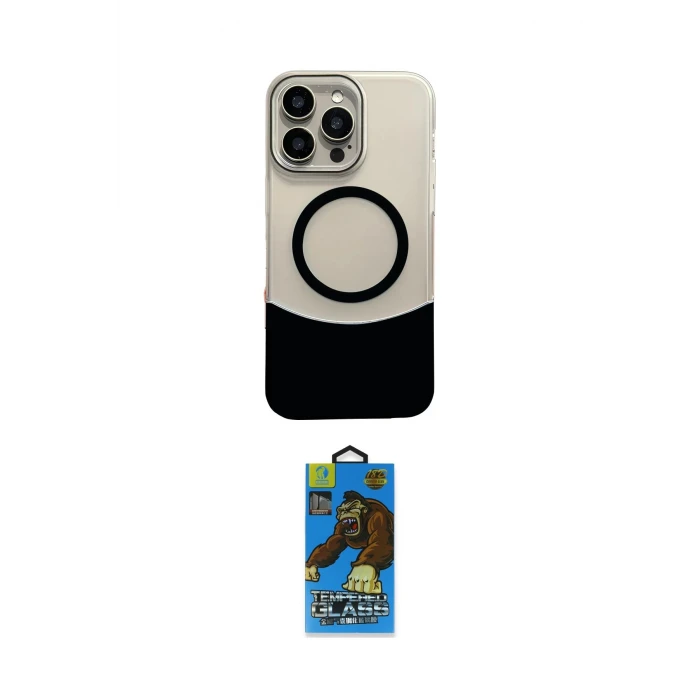 ieg™ iPhone 14 Pro Max Kılıf Kozmos Form Özel Seri - Siyah 18D Cam Ekran Koruyucu