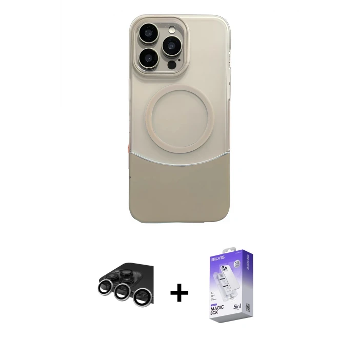 ieg™ iPhone 14 Pro Max Kılıf Kozmos Form Özel Seri - Siyah Bilvis 5in1 3D Magic Cam Ekran Koruyucu + Raze Metal Kamera Lens - GS