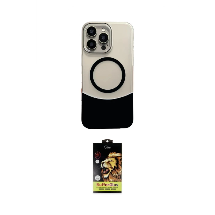 ieg™ iPhone 14 Pro Max Kılıf Kozmos Form Özel Seri - Siyah Buffer Cam Ekran Koruyucu