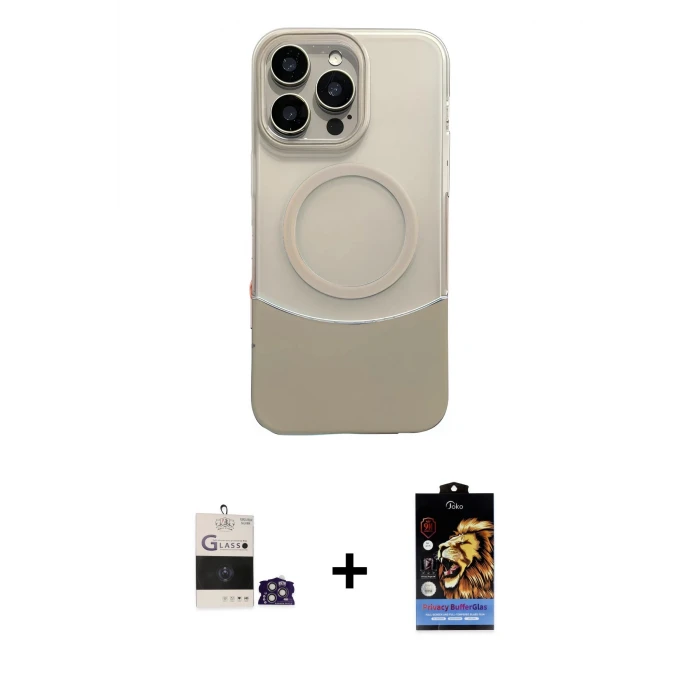ieg™ iPhone 14 Pro Max Kılıf Kozmos Form Özel Seri - Siyah Buffer Hayalet Cam Ekran Koruyucu + Bilvis Titan Kamera Lens - GS