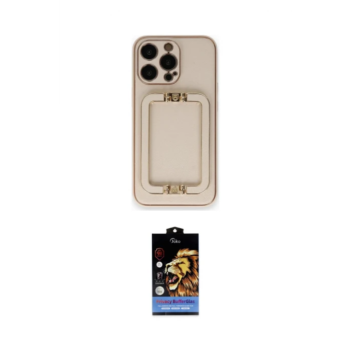 ieg™ iPhone 14 Pro Max Kılıf Kozmos Minimal Prime - Siyah Buffer Hayalet Cam Ekran Koruyucu