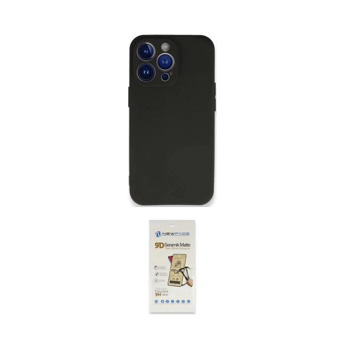 ieg™ iPhone 14 Pro Max Kılıf Kozmos Yansıma Özel Seri - Siyah Mat Seramik Nano Ekran Koruyucu