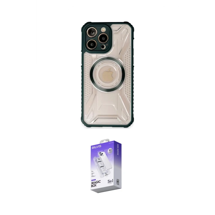 ieg™ iPhone 14 Pro Max Kılıf Kutup Modern - Siyah Bilvis 5in1 3D Magic Cam Ekran Koruyucu