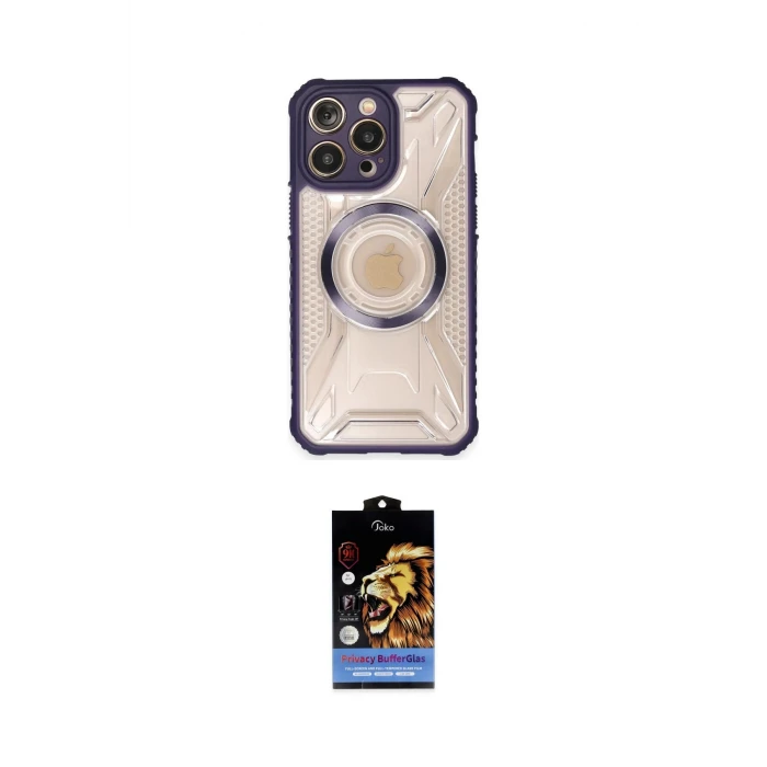 ieg™ iPhone 14 Pro Max Kılıf Kutup Modern - Siyah Buffer Hayalet Cam Ekran Koruyucu