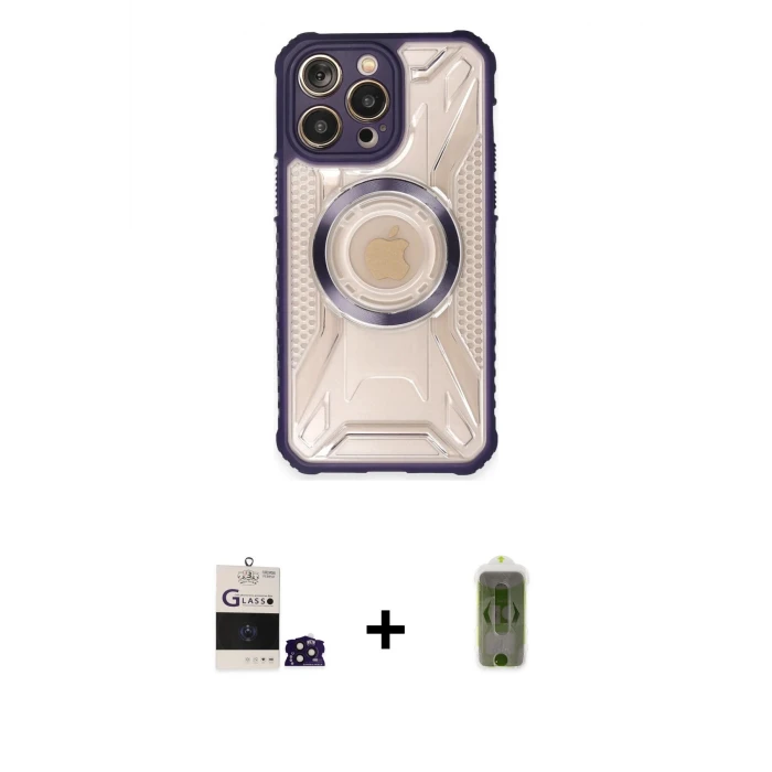 ieg™ iPhone 14 Pro Max Kılıf Kutup Modern - Siyah Joko Magic 5D Hayalet Cam + Bilvis Titan Kamera Lens - DNMR