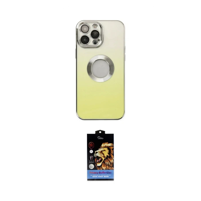 ieg™ iPhone 14 Pro Max Kılıf Kutup Yansıma Özel Seri - Siyah Buffer Hayalet Cam Ekran Koruyucu