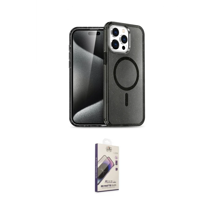 ieg™ iPhone 14 Pro Max Kılıf Nova Asil Prime - Siyah Bilvis 3D Mat Cam Ekran Koruyucu