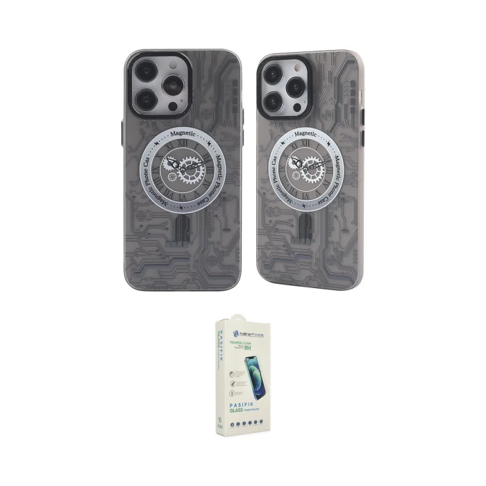 ieg™ iPhone 14 Pro Max Kılıf Nova Doku Koleksiyonu - Şeffaf Pasifik Cam Ekran Koruyucu