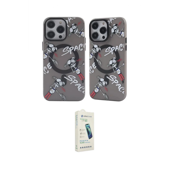 ieg™ iPhone 14 Pro Max Kılıf Nova Doku Koleksiyonu - Şeffaf Pasifik Cam Ekran Koruyucu
