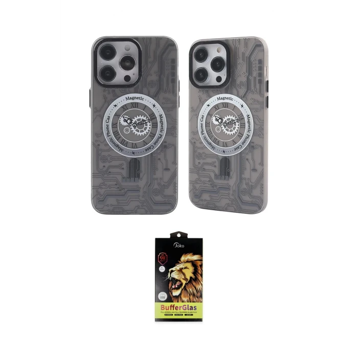 ieg™ iPhone 14 Pro Max Kılıf Nova Doku Koleksiyonu - Siyah Buffer Cam Ekran Koruyucu