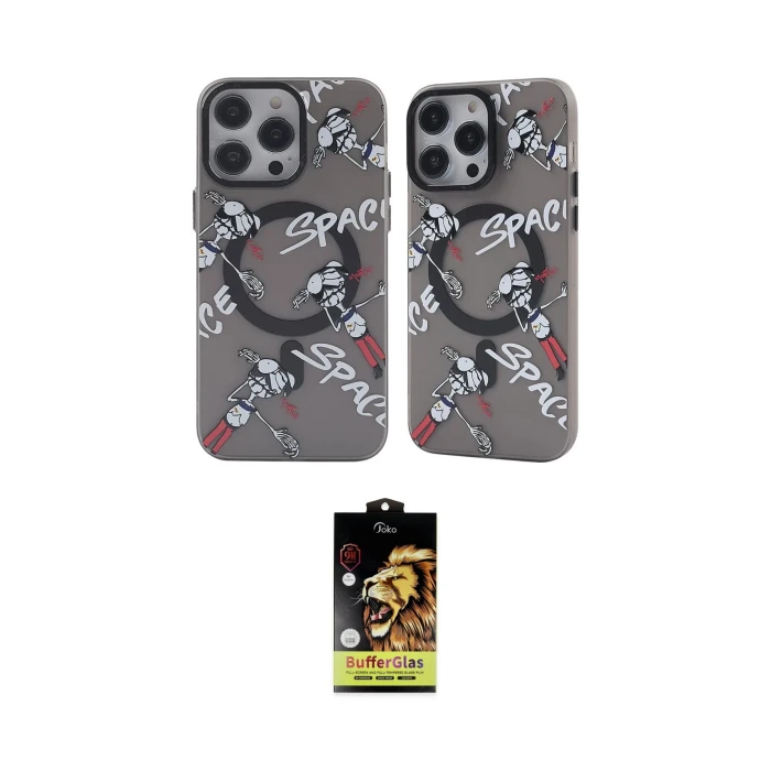 ieg™ iPhone 14 Pro Max Kılıf Nova Doku Koleksiyonu - Siyah Buffer Cam Ekran Koruyucu