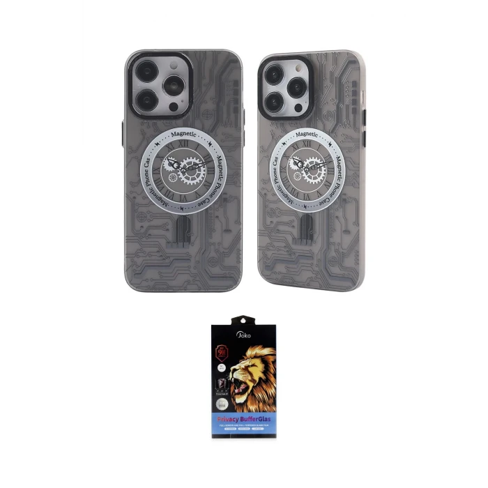 ieg™ iPhone 14 Pro Max Kılıf Nova Doku Koleksiyonu - Siyah Buffer Hayalet Cam Ekran Koruyucu