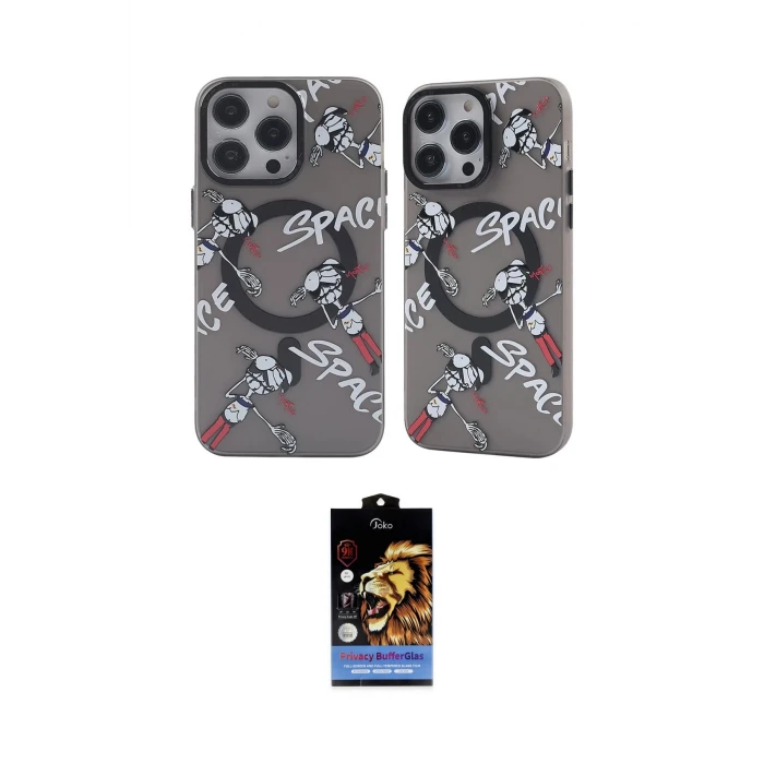 ieg™ iPhone 14 Pro Max Kılıf Nova Doku Koleksiyonu - Siyah Buffer Hayalet Cam Ekran Koruyucu